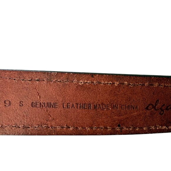 Olga Santini Leather Belt with Turquoise & Rhinestone Style Stones Small Brown - Picture 5 of 7